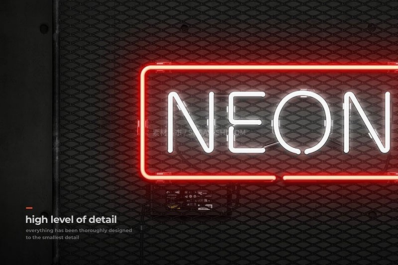 酒吧招牌霓虹灯特效PS样式模板